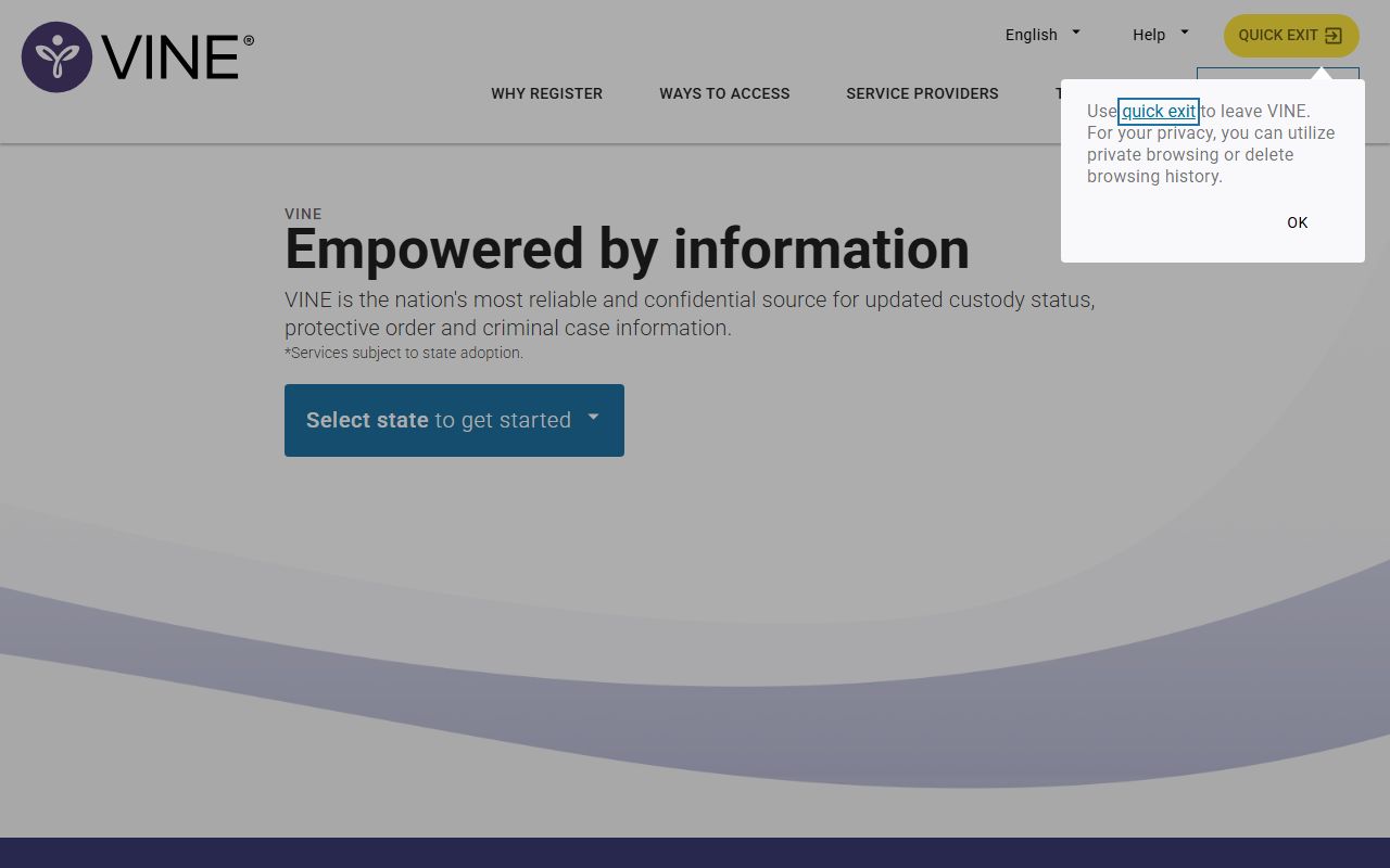 VINELink national custody notification portal for Middlesex County inmate and arrest records
