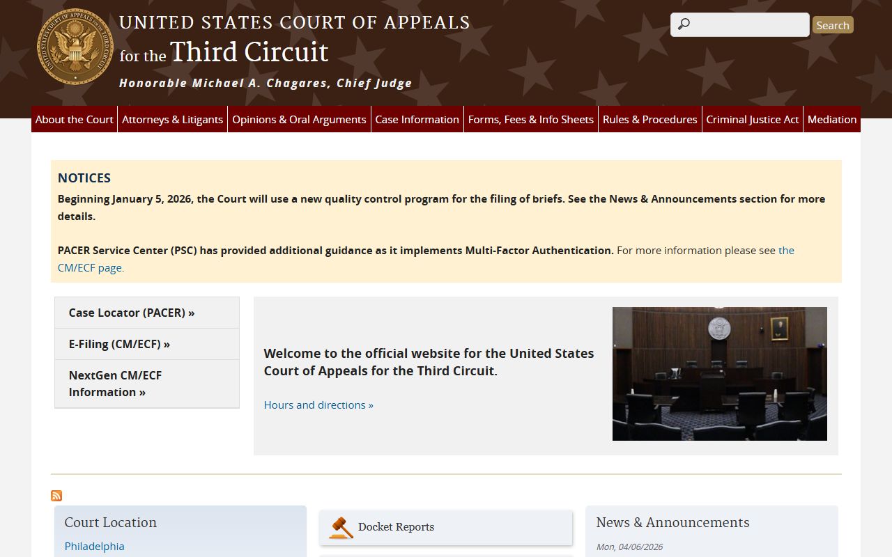 U.S. Court of Appeals for the Third Circuit serving Middlesex County federal appeals
