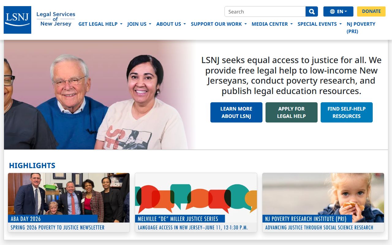 Legal Services of New Jersey legal-aid resource for Middlesex County court matters