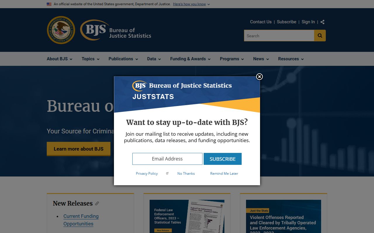 Bureau of Justice Statistics jail inmates reports used for Middlesex County public records context